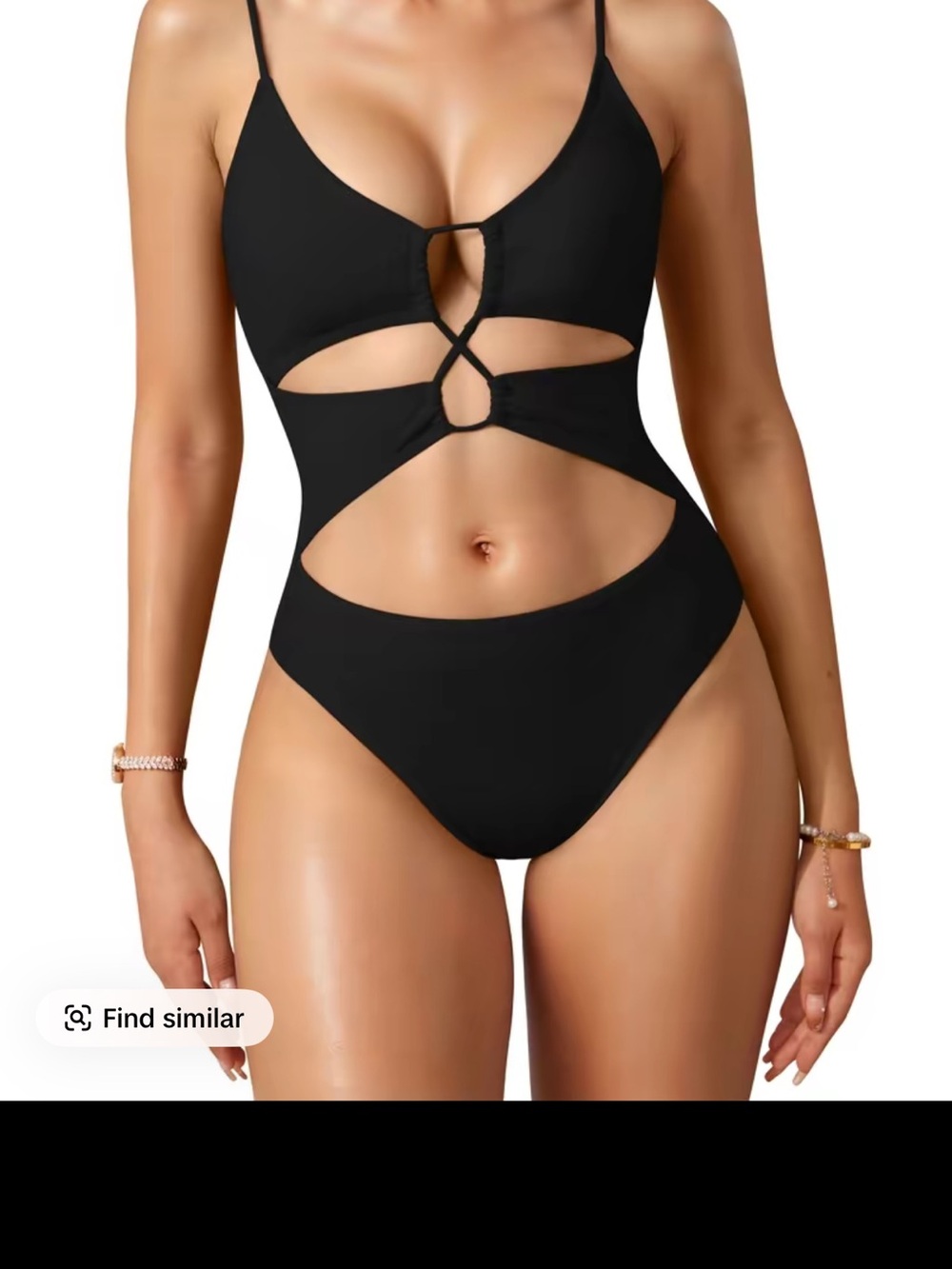 Black Cutout One-Piece Swimsuit — Women Swim